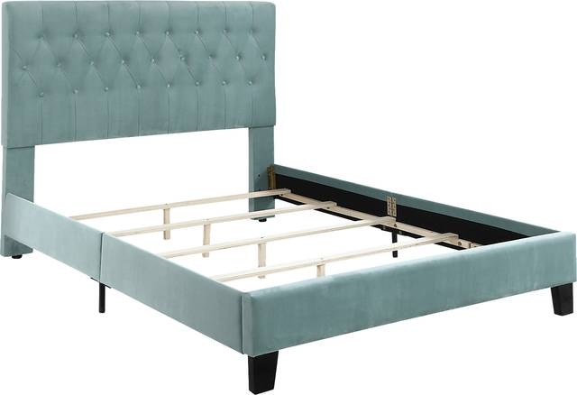 Emeline Light Blue Queen Upholstered Bed - Thumbnail - Image 4