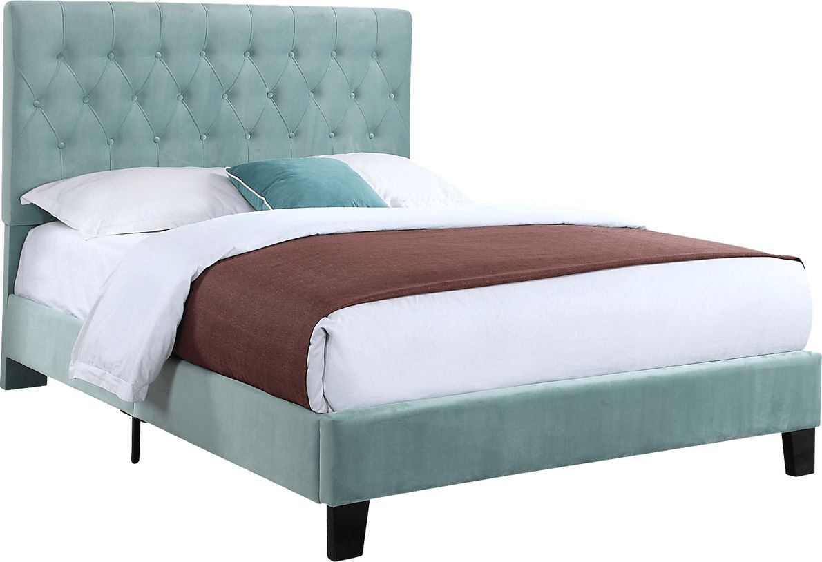 Emeline Light Blue Queen Upholstered Bed