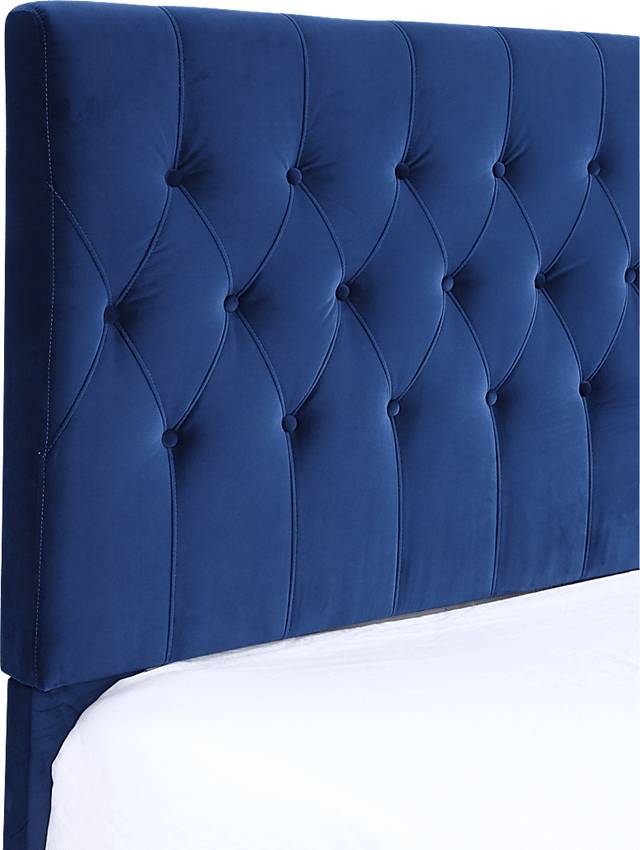 Emeline Navy Blue Queen Upholstered Bed - Thumbnail - Image 4