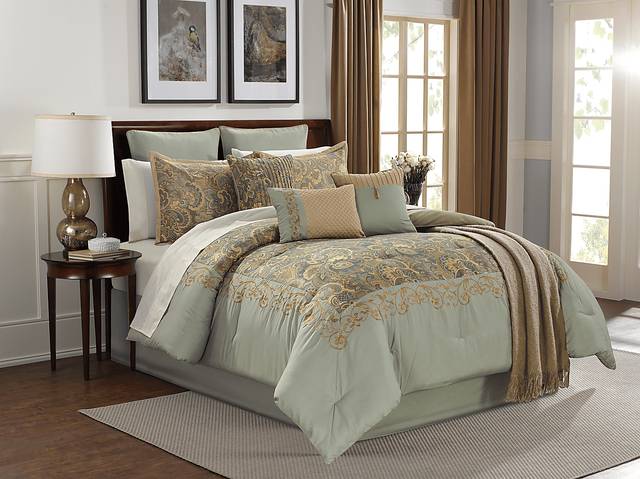 Emerlinda Aqua 14 Pc King Comforter Set - Thumbnail - Image 1
