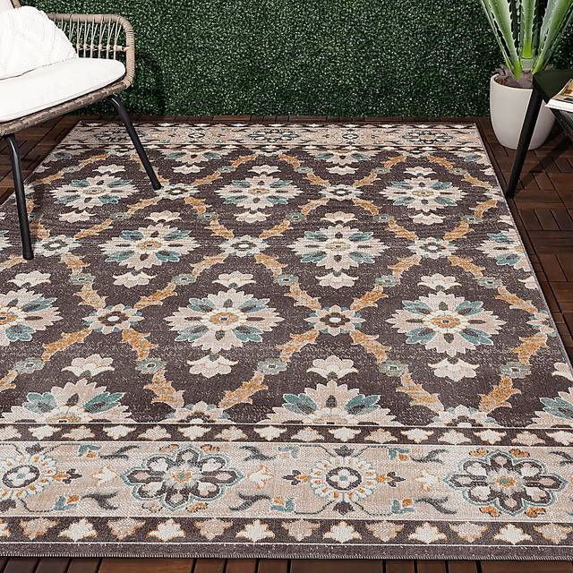 Emlodge Brown/Multi 7'9 x 9'9 Indoor/Outdoor Rug - Thumbnail - Image 2