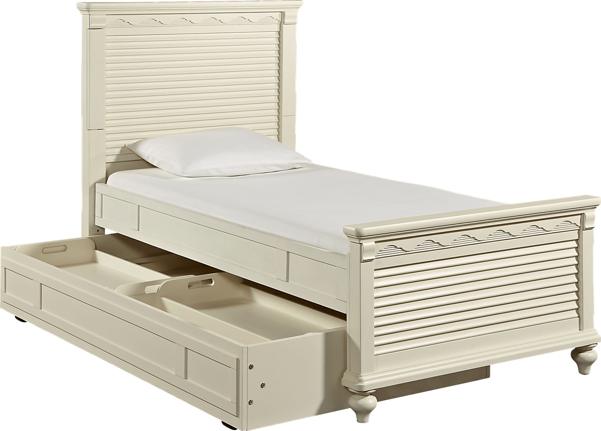 Emma's Escape White Wash 4 Pc Twin Panel Bed w/Trundle - Image 1