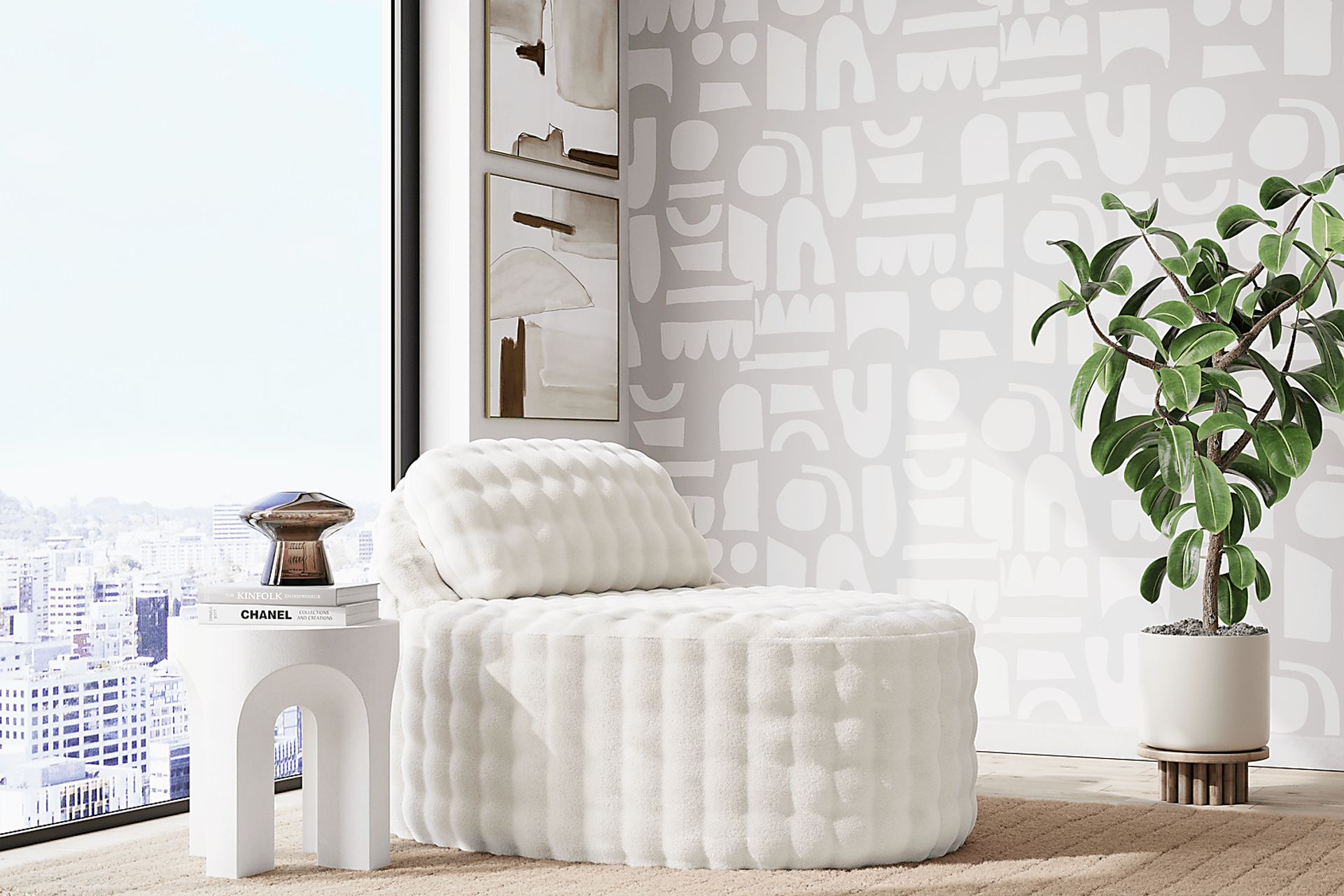 Emmeline White Accent Chaise - Image 3