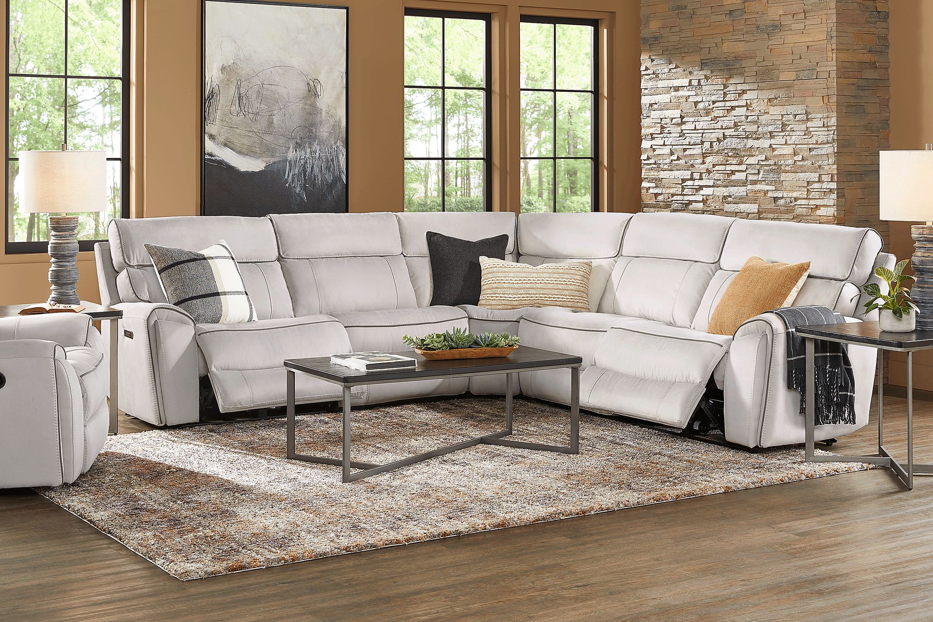 Emmett Avenue Gray 5 Pc Dual Power Reclining Sectional - Image 2