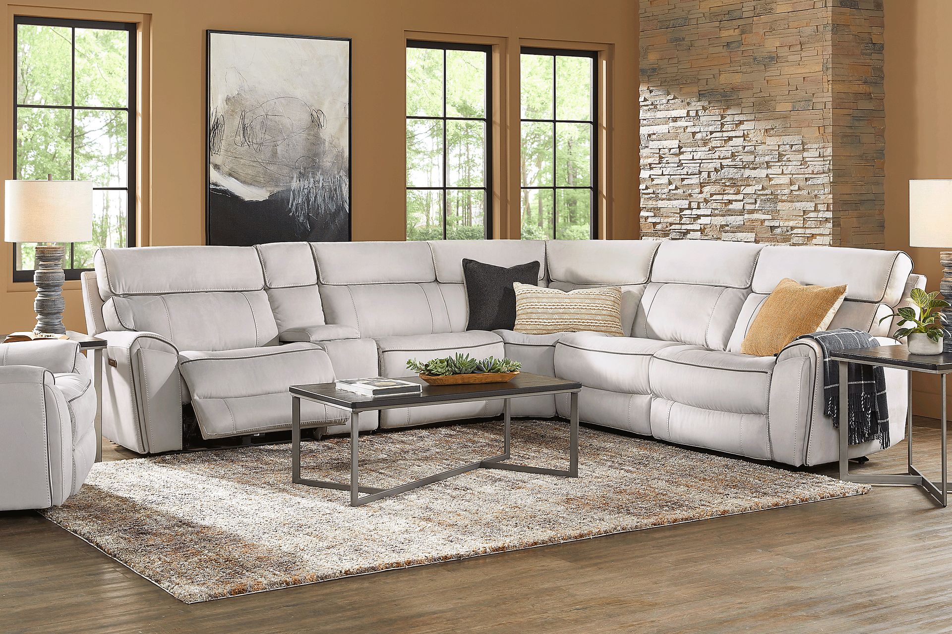Emmett Avenue Gray 6 Pc Dual Power Reclining Sectional - Image 2