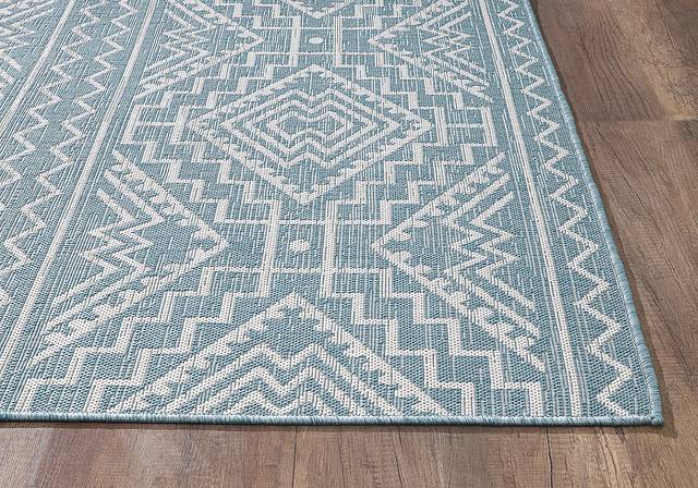 Emspool Aqua 5'3 x 7'7 Indoor/Outdoor Rug - Thumbnail - Image 4