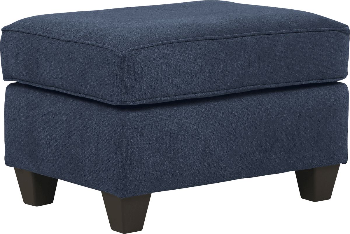 Emsworth Navy Blue Textured Ottoman | Rooms to Go