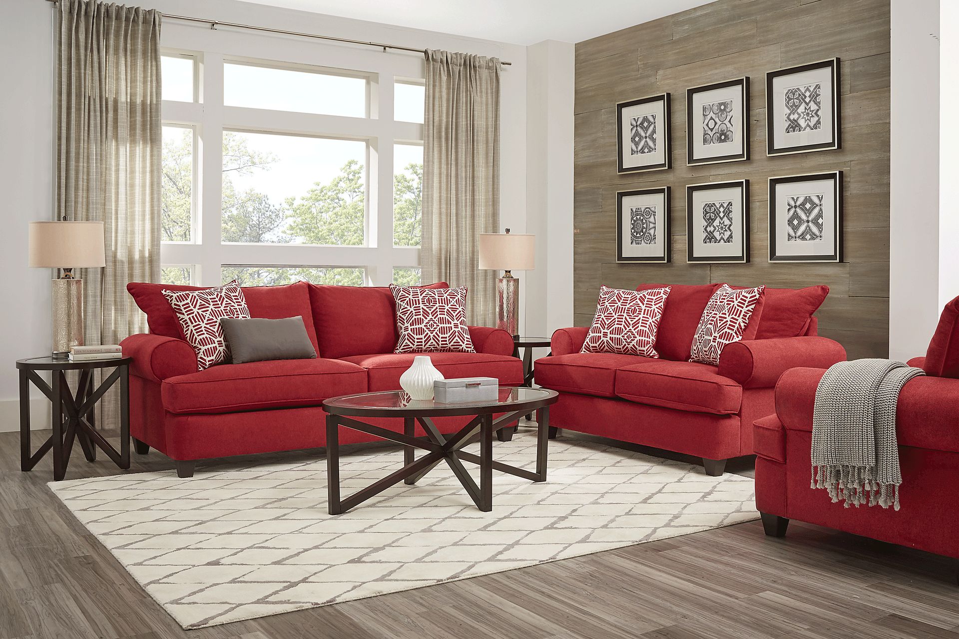Emsworth Scarlet 2 Pc Living Room with Sleeper Sofa - Image 1