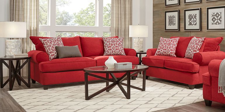 Emsworth Scarlet 7 Pc Living Room with Gel Foam Sleeper Sofa