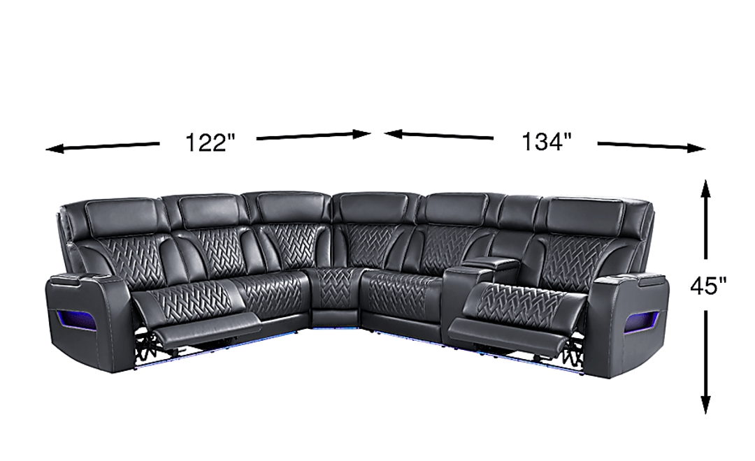 Encore Leather 3 Pc Triple Power Reclining Sectional