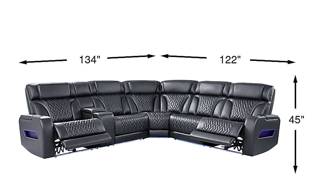 Encore Leather 3 Pc Triple Power Reclining Sectional