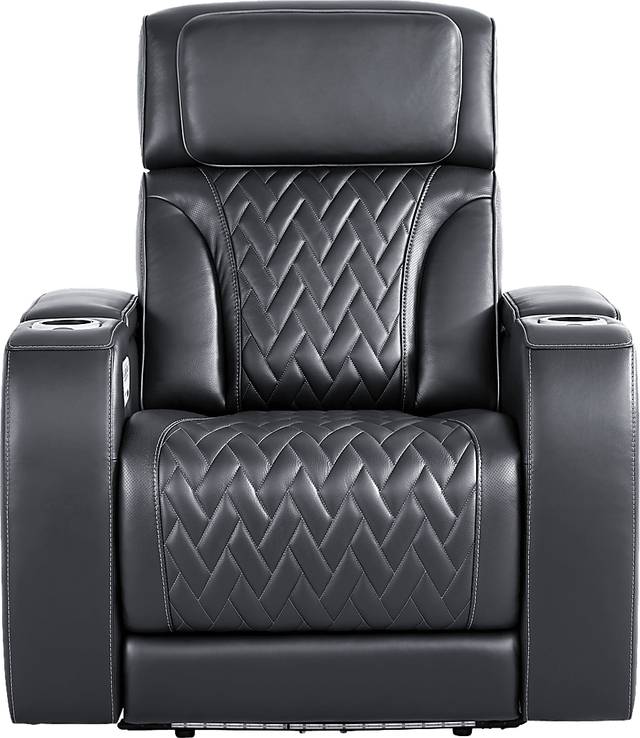 Encore Black Leather Triple Power Recliner - Thumbnail - Image 2
