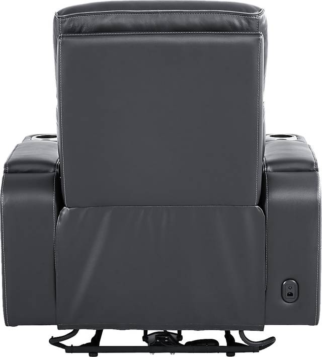 Encore Black Leather Triple Power Recliner - Thumbnail - Image 4