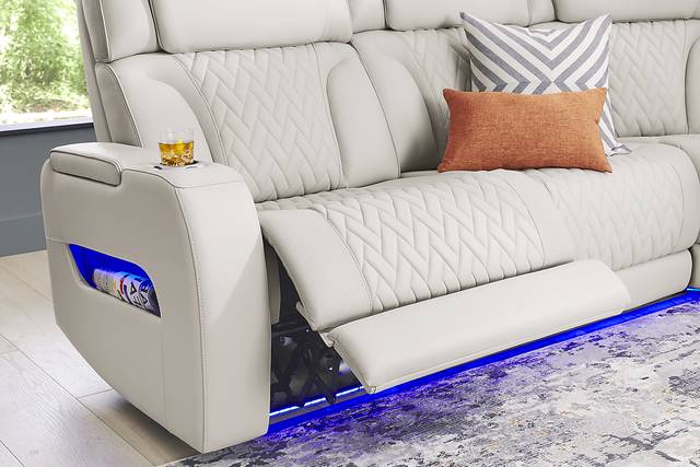 Encore Gray Leather 6 Pc Triple Power Reclining Sectional Living Room - Thumbnail - Image 4