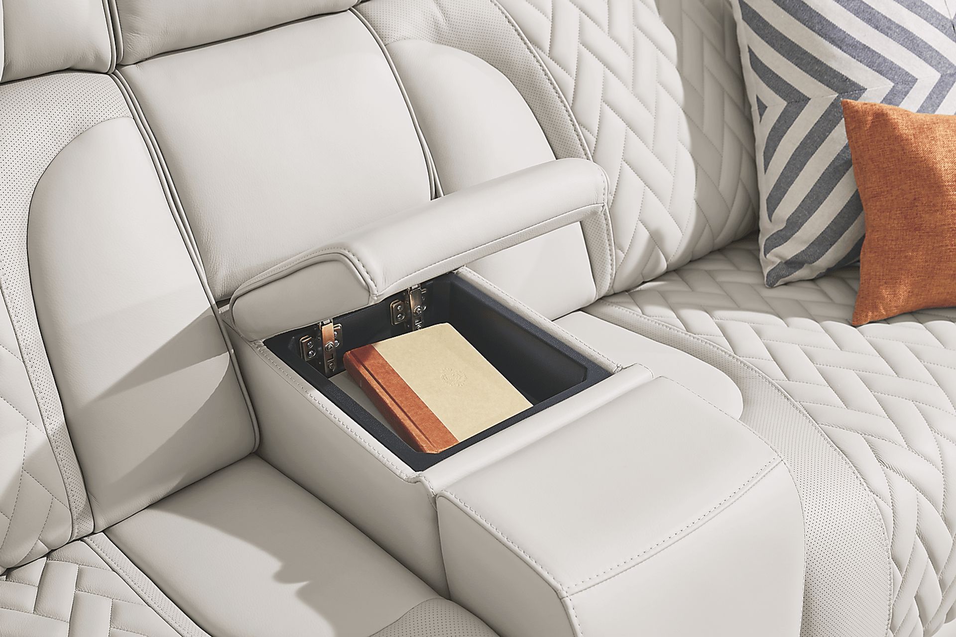 Encore Gray Leather 6 Pc Triple Power Reclining Sectional Living Room - Image 7