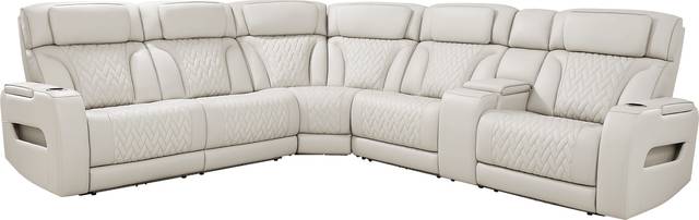 Encore Gray Leather 6 Pc Triple Power Reclining Sectional Living Room - Thumbnail - Image 3