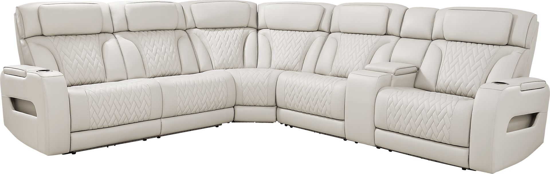 Encore Gray Leather 6 Pc Triple Power Reclining Sectional Living Room - Image 3
