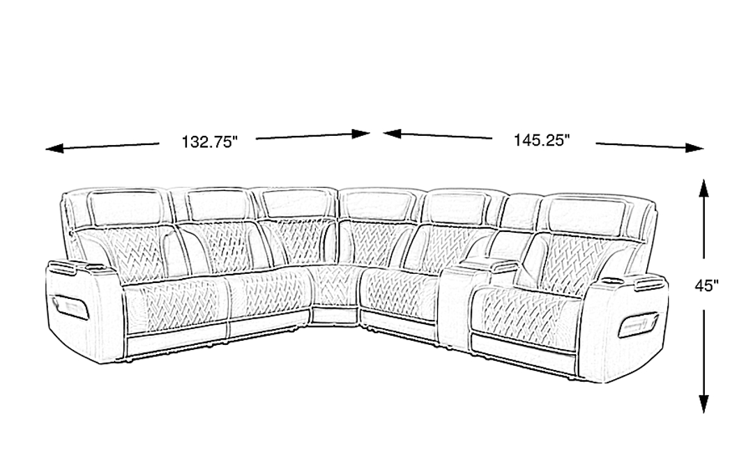 Encore Leather 3 Pc Triple Power Reclining Sectional