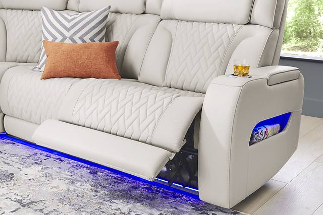 Encore Gray Leather 3 Pc Triple Power Reclining Sectional - Thumbnail - Image 4