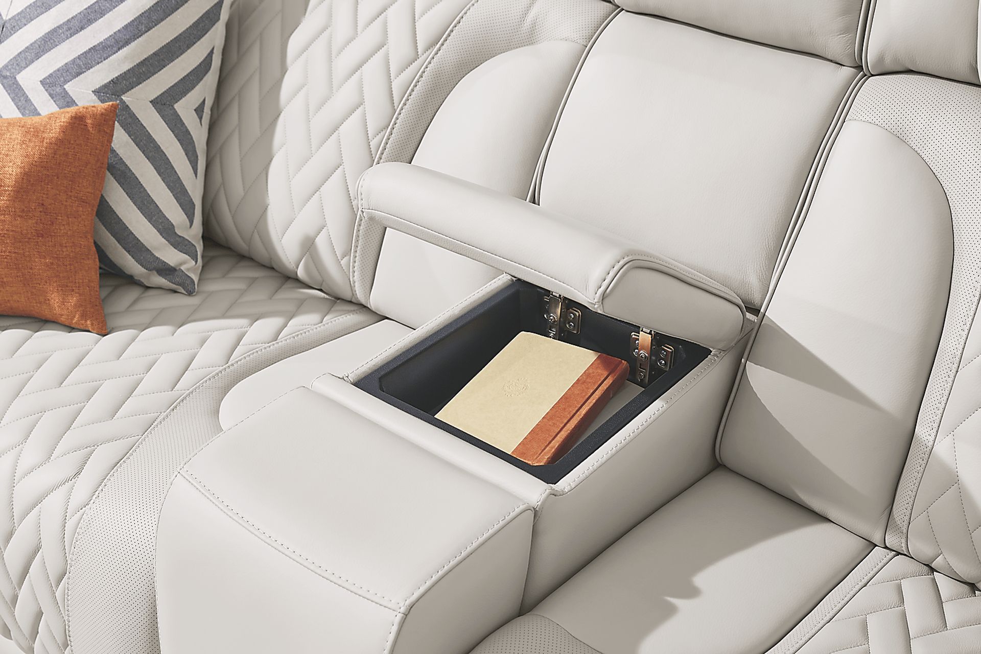 Encore Gray Leather 3 Pc Triple Power Reclining Sectional - Image 7