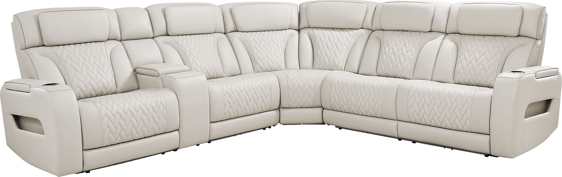 Encore Gray Leather 3 Pc Triple Power Reclining Sectional - Image 3