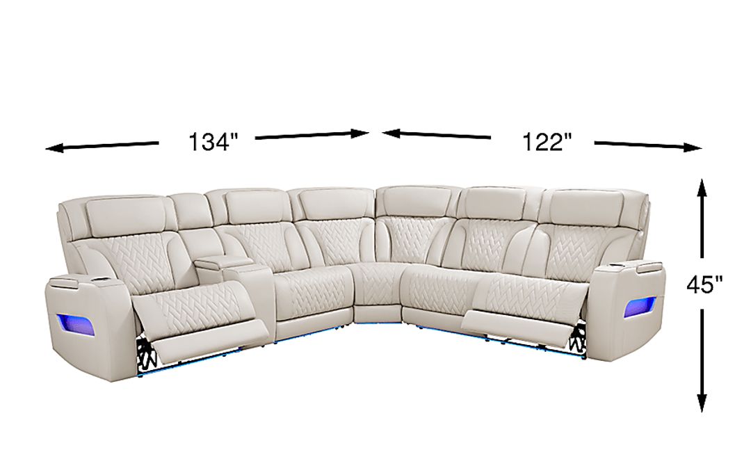 Encore Leather 3 Pc Triple Power Reclining Sectional
