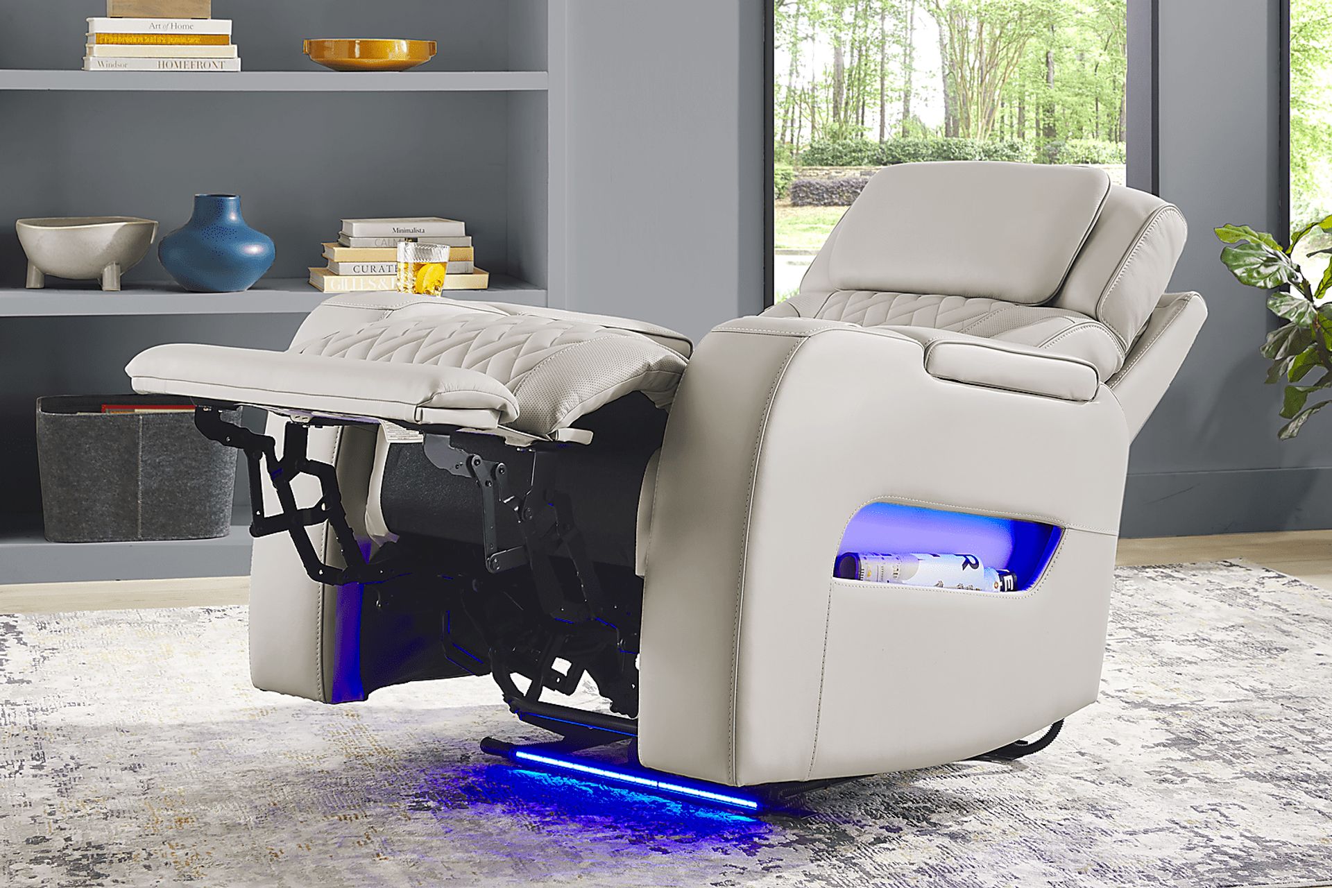 Encore Gray Leather Triple Power Recliner - Image 5