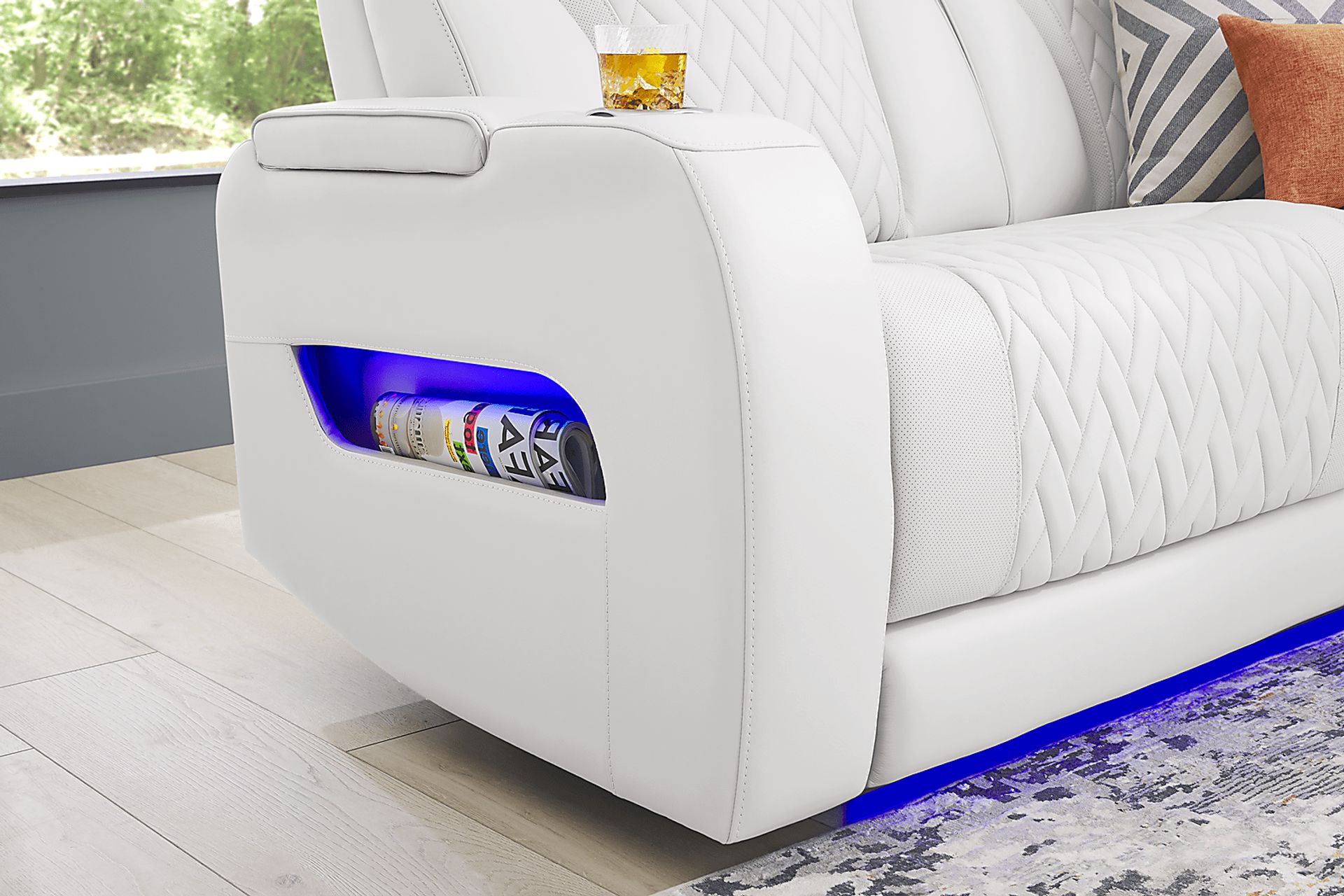 Encore White Leather 3 Pc Triple Power Reclining Sectional - Image 5