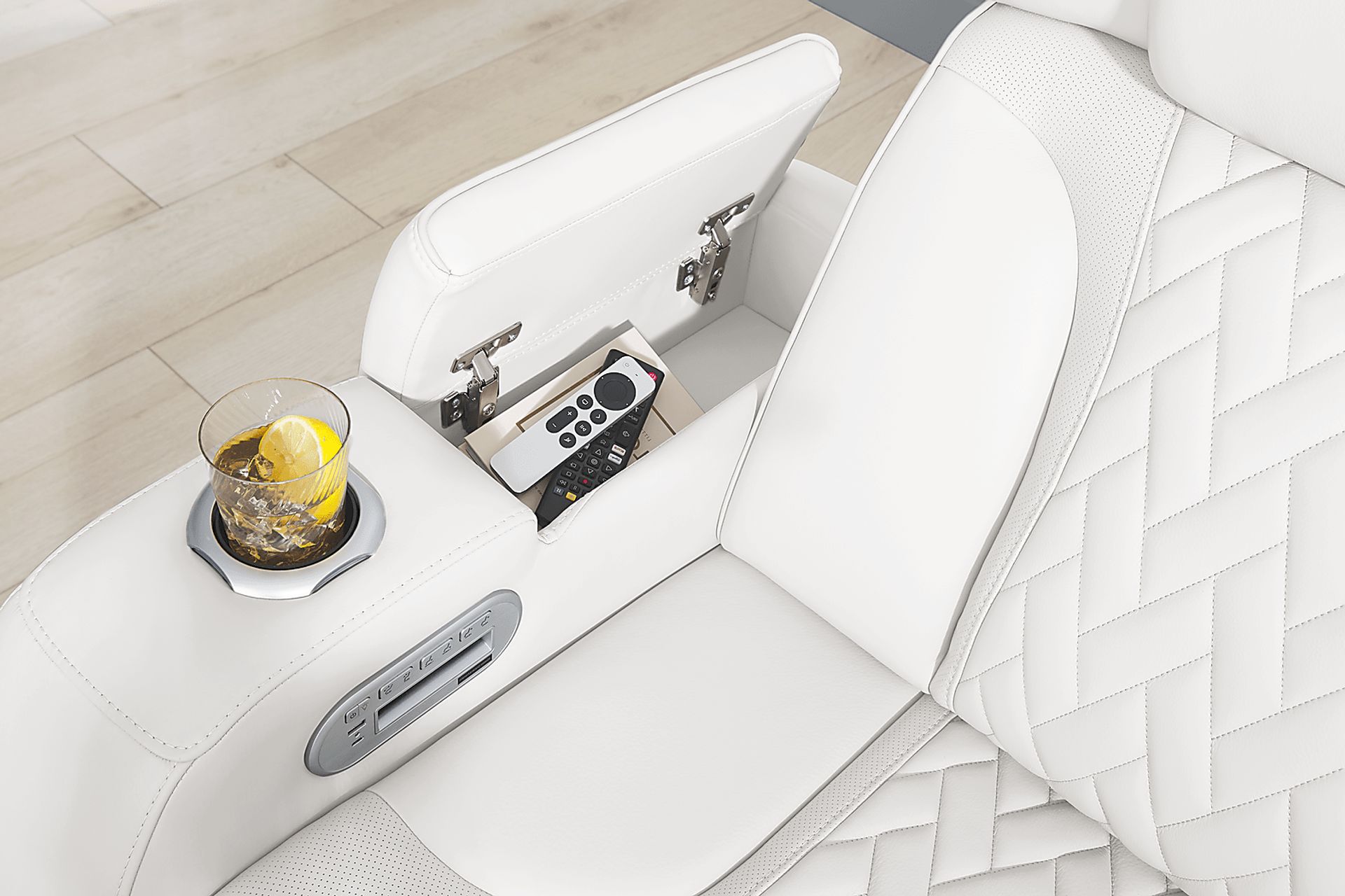 Encore White Leather 3 Pc Triple Power Reclining Sectional - Image 8