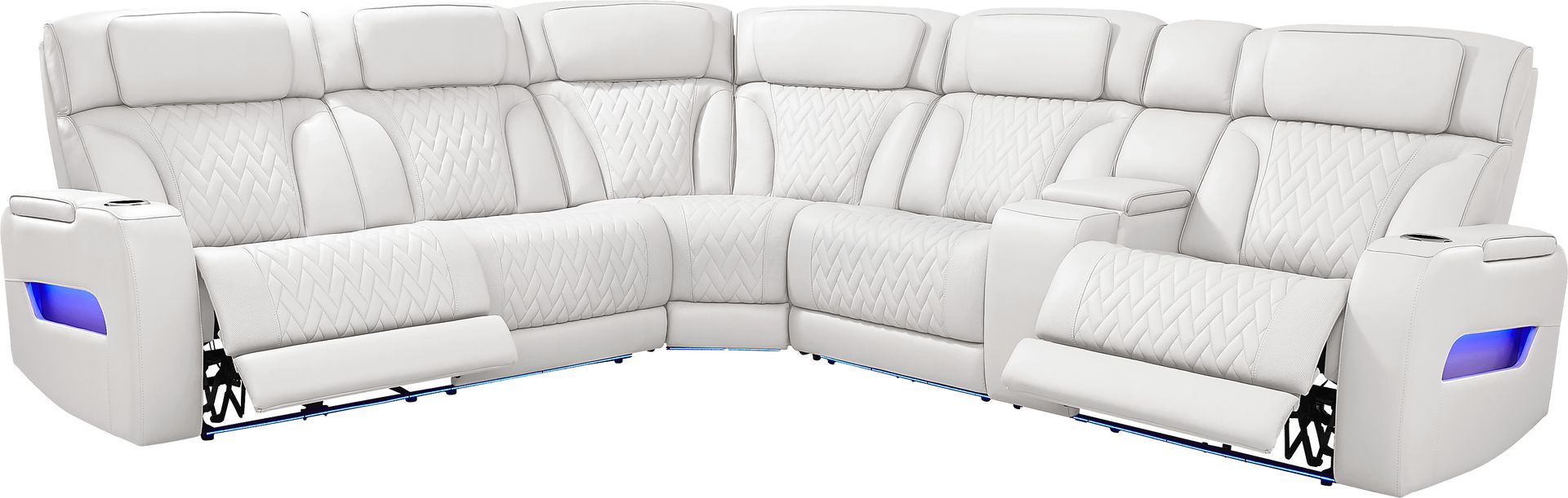 Encore White Leather 3 Pc Triple Power Reclining Sectional - Image 1