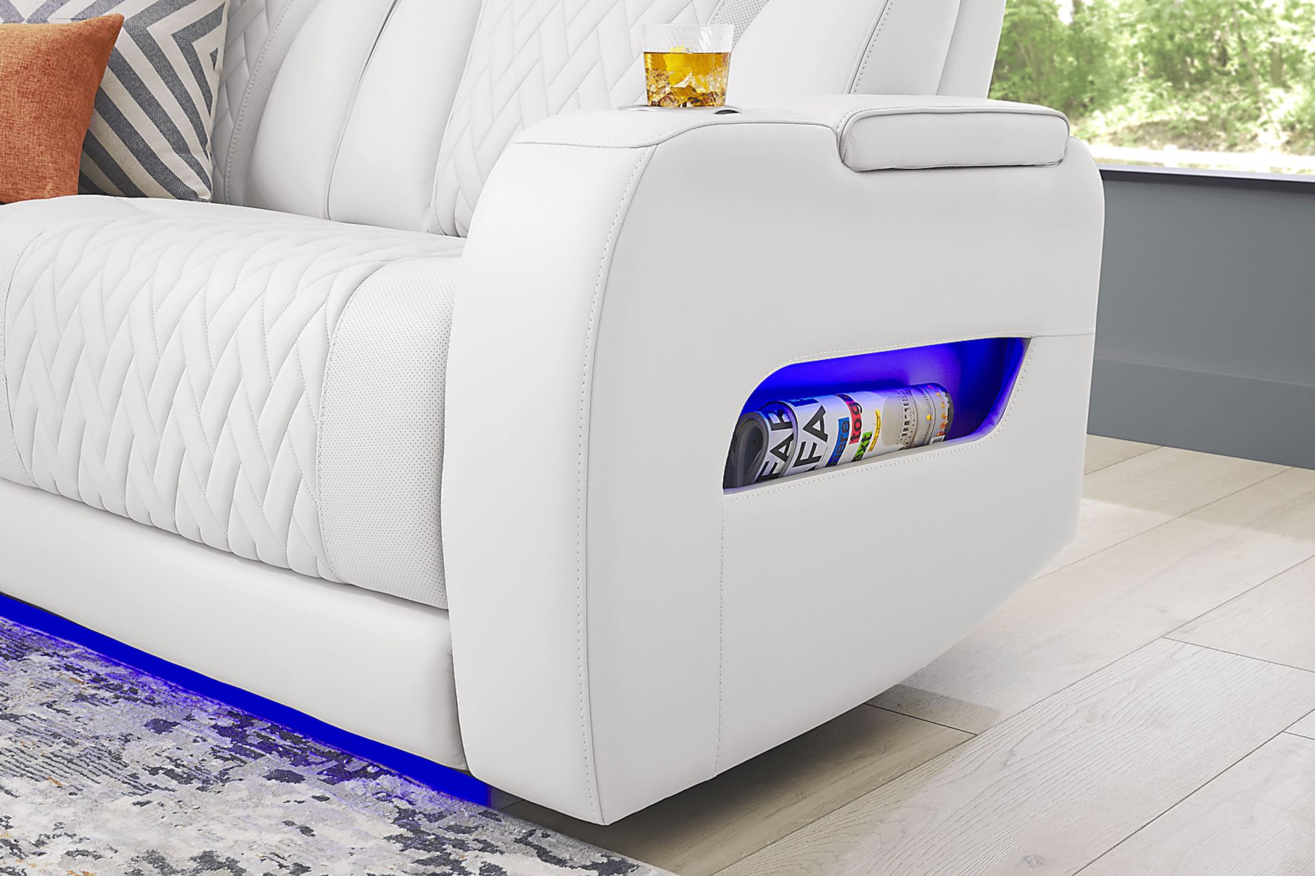 Encore White Leather 3 Pc Triple Power Reclining Sectional - Image 5
