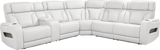 Encore White Leather 3 Pc Triple Power Reclining Sectional - Thumbnail - Image 3
