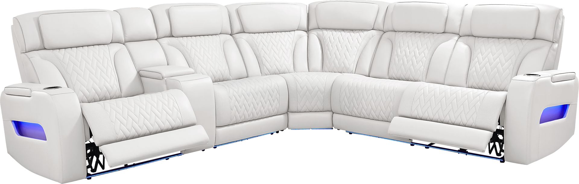 Encore White Leather 3 Pc Triple Power Reclining Sectional - Image 1