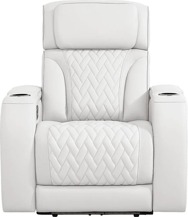 Encore White Leather Triple Power Recliner - Thumbnail - Image 2