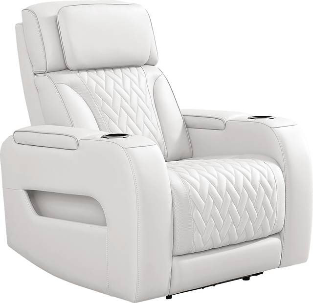 Encore White Leather Triple Power Recliner - Thumbnail - Image 3