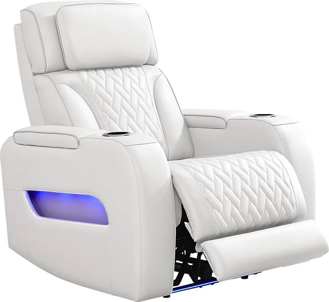 Encore White Leather Triple Power Recliner - Thumbnail - Image 1