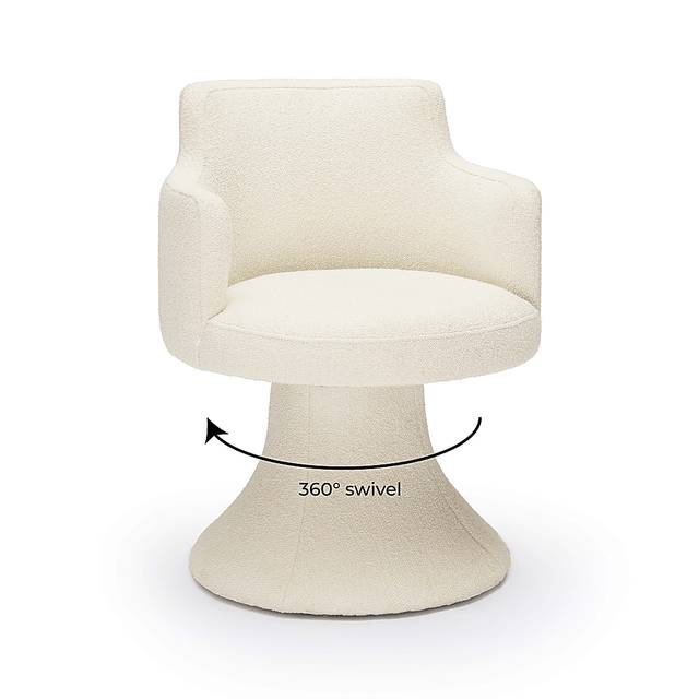 Engberg Cream Swivel Arm Chair - Thumbnail - Image 6