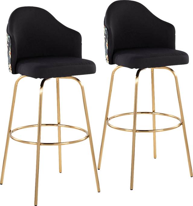Enilla II Black Barstool, Set of 2 - Thumbnail - Image 1
