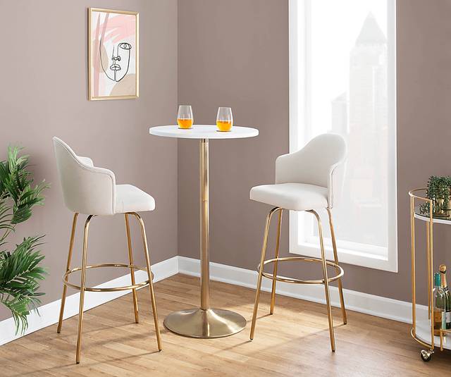 Enilla III Cream Barstool, Set of 2 - Thumbnail - Image 3