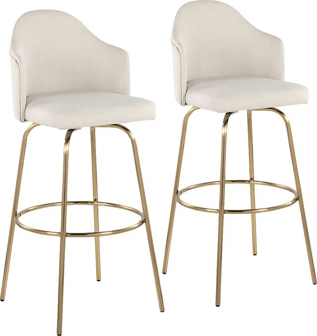Enilla III Cream Barstool, Set of 2 - Thumbnail - Image 1