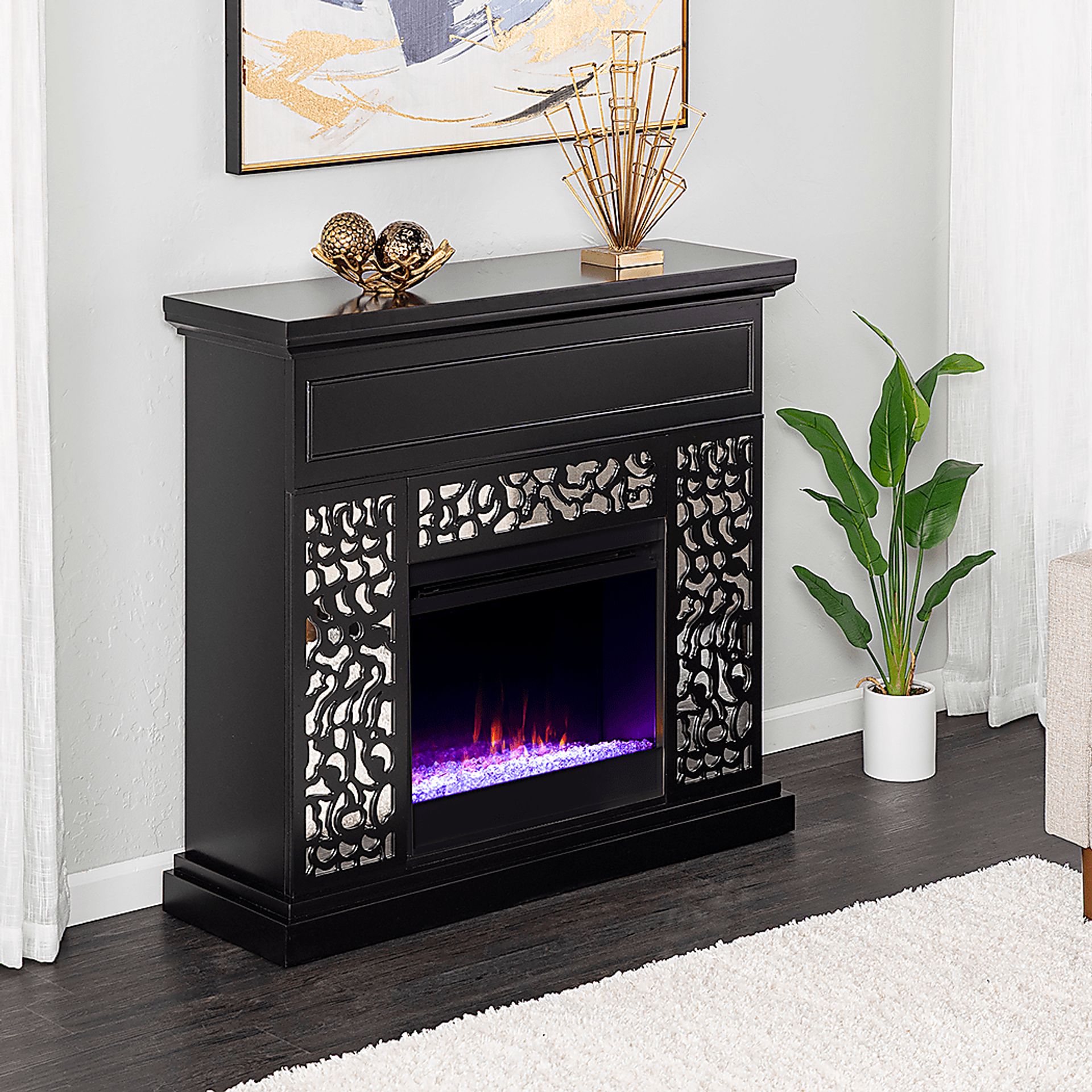 Ennismore I Black 45 in. Console, With Color Changing Electric Fireplace - Image 6