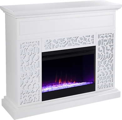Ennismore I White 46 in. Console, With Color Changing Electric Fireplace