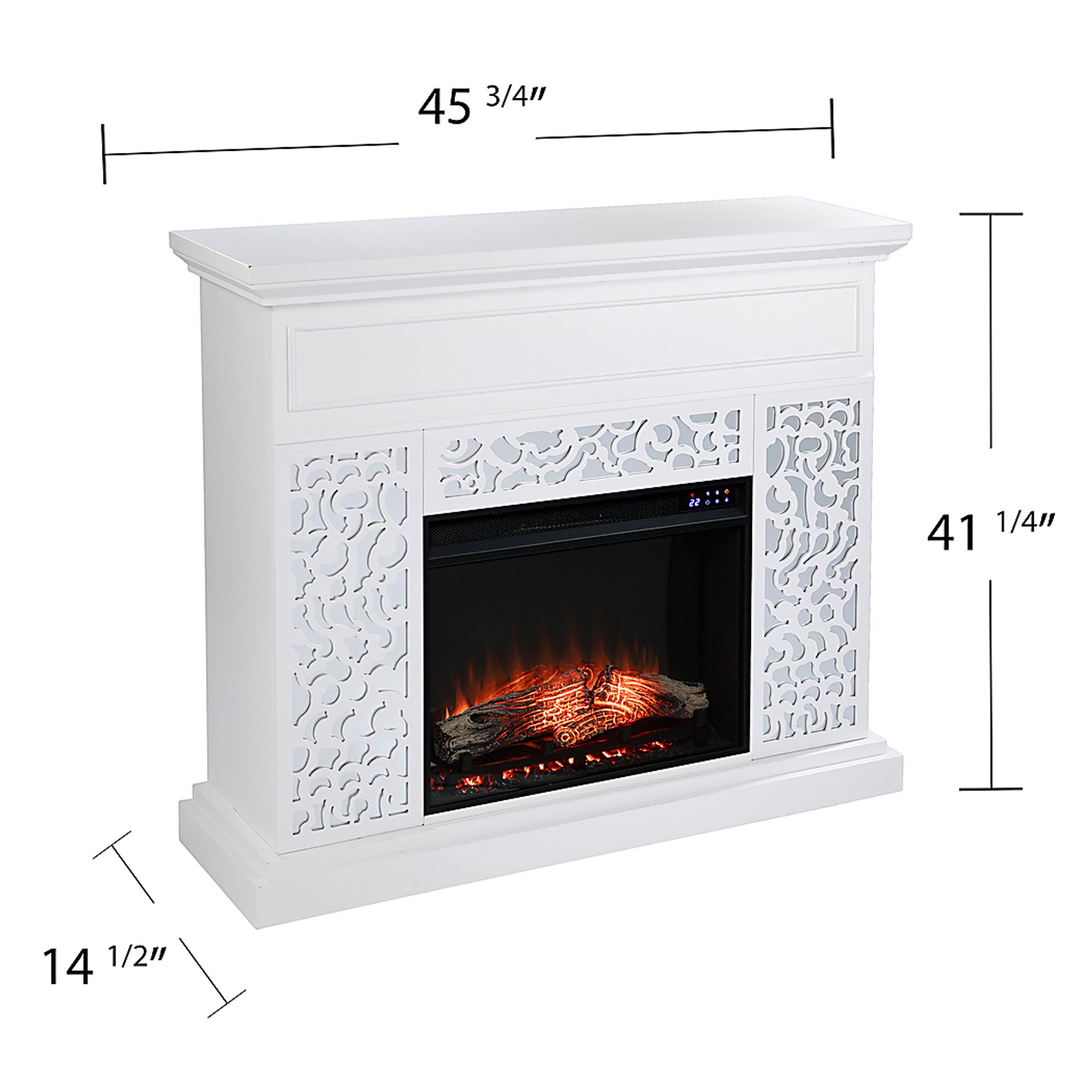 Ennismore IV White 46 in. Console, With Touch Panel Electric Log Fireplace - Image 6