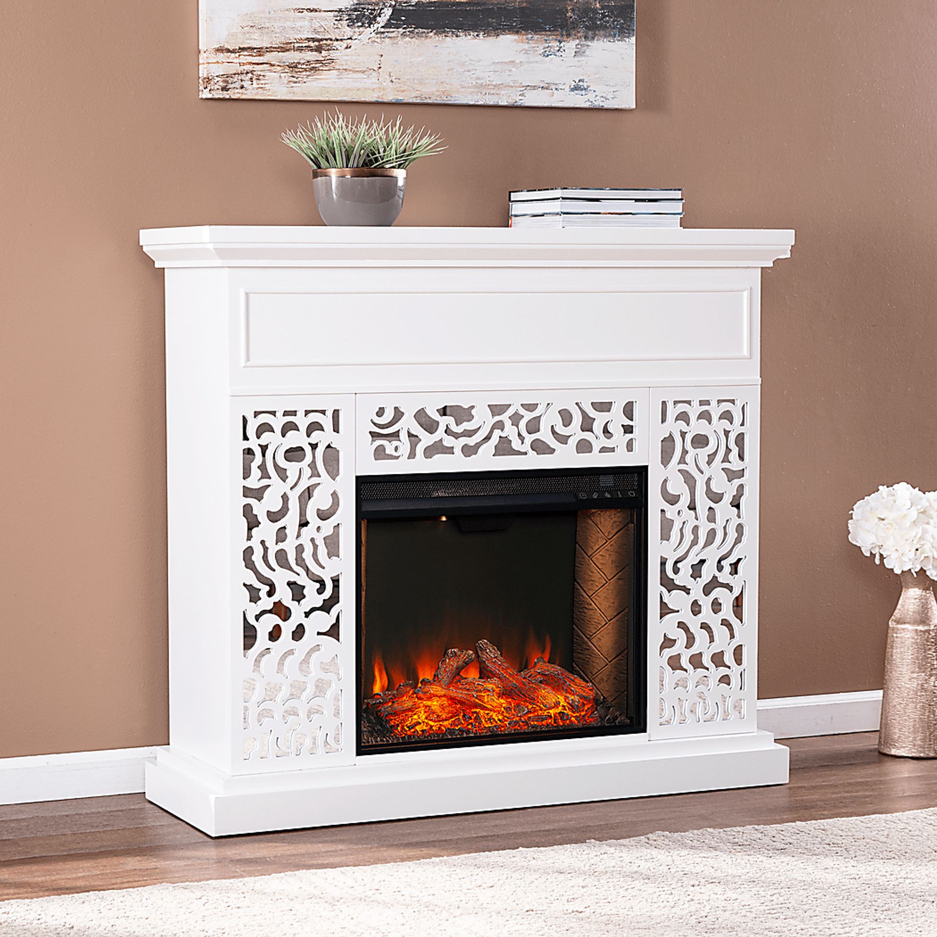 Ennismore III White 46 in. Console, With Smart Electric Fireplace - Image 5