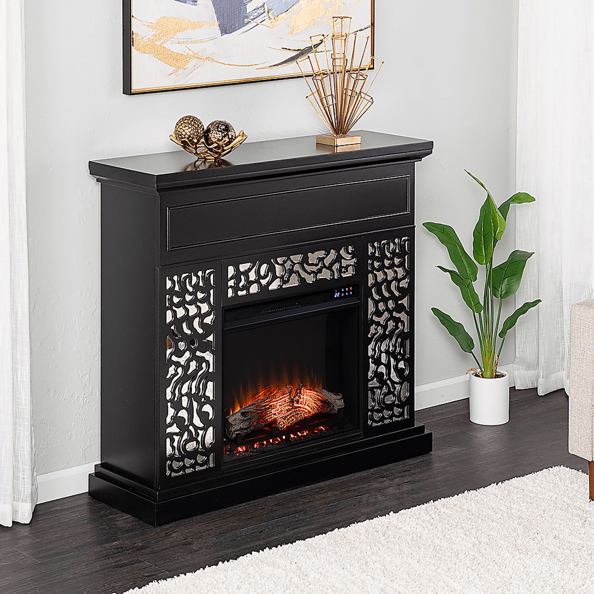 Ennismore IV Black 45 in. Console, With Touch Panel Electric Fireplace - Image 8