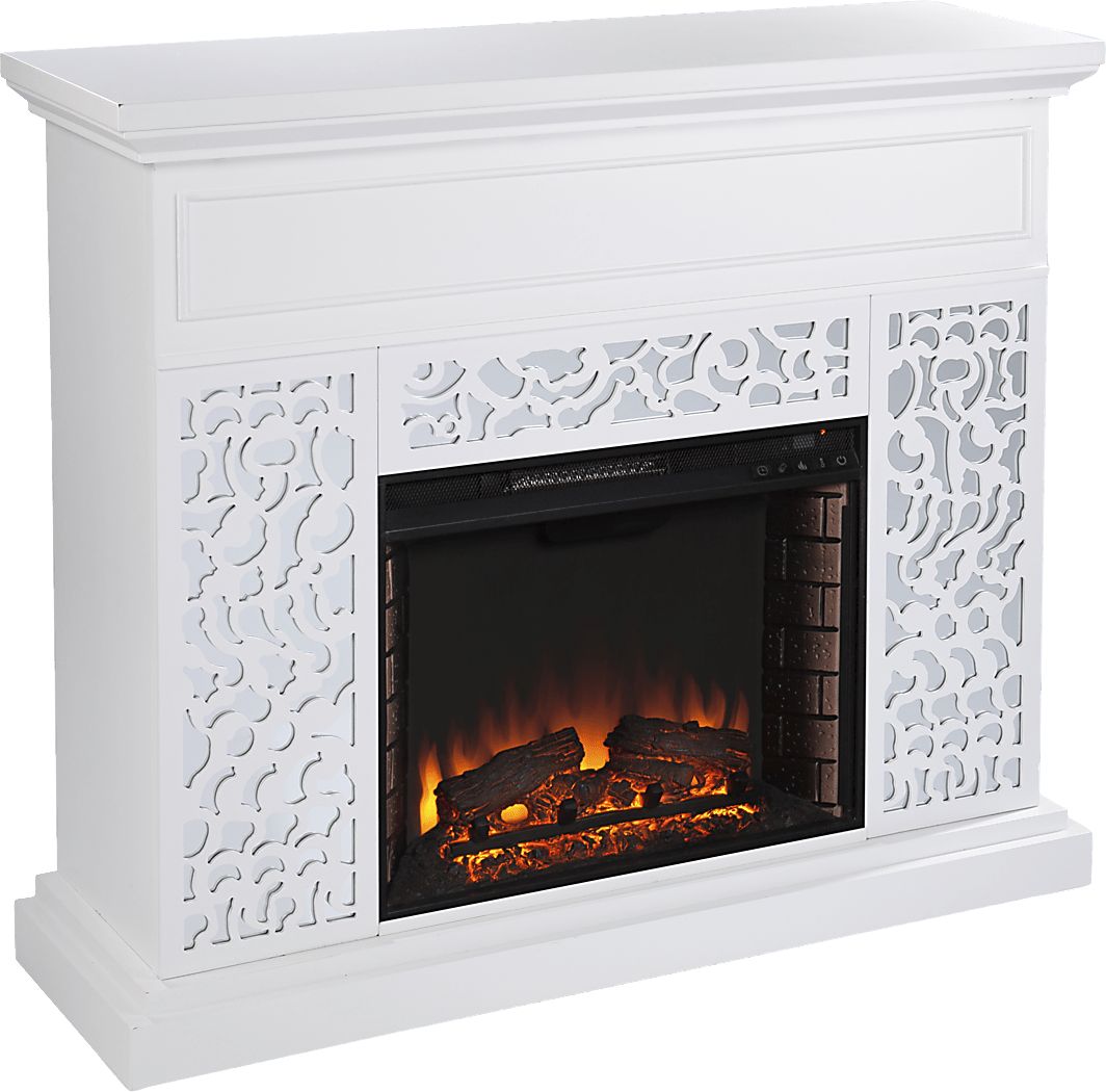 Ennismore II White 46 in. Console With Electric Log Fireplace