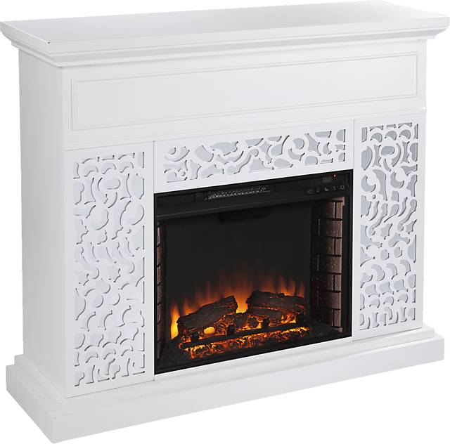 Ennismore II White 46 in. Console With Electric Log Fireplace - Thumbnail - Image 1
