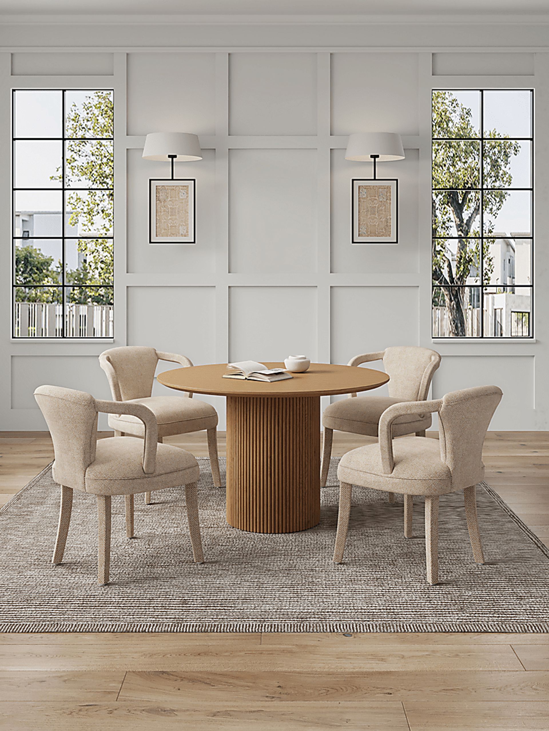 Enramada Natural and Gold 5 Pc Dining Table Set - Image 2