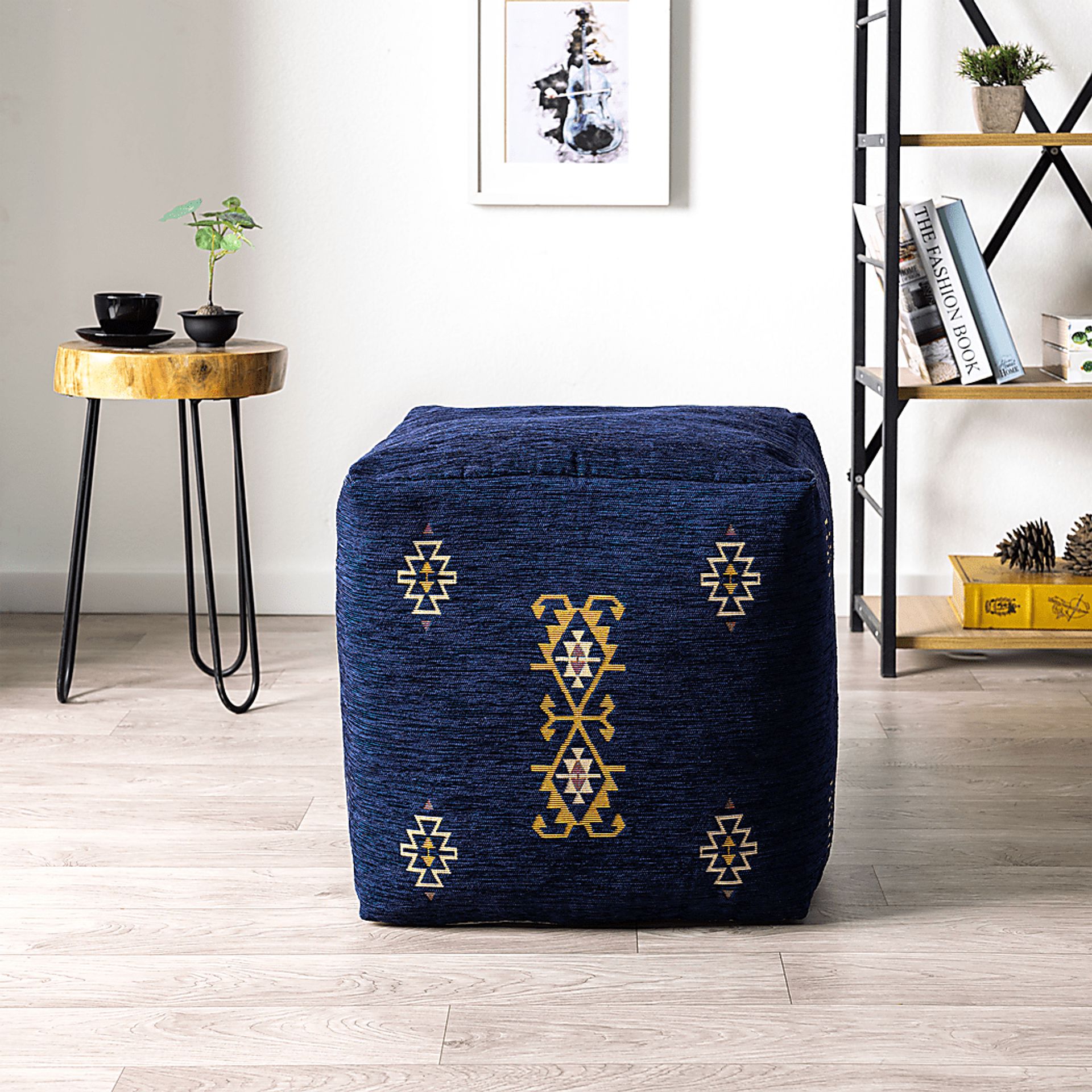 Epama Navy/Yellow Pouf - Image 3