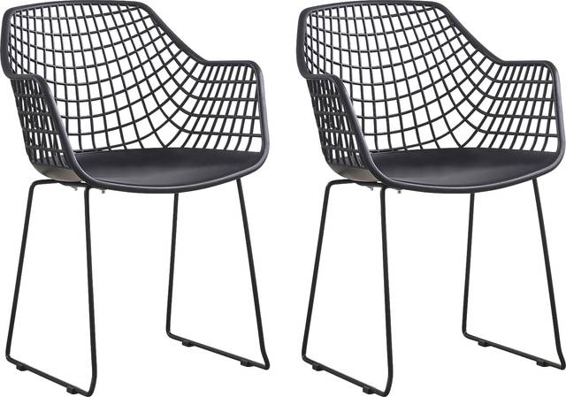 Outdoor Epperson Black Chair, Set of 2 - Thumbnail - Image 1